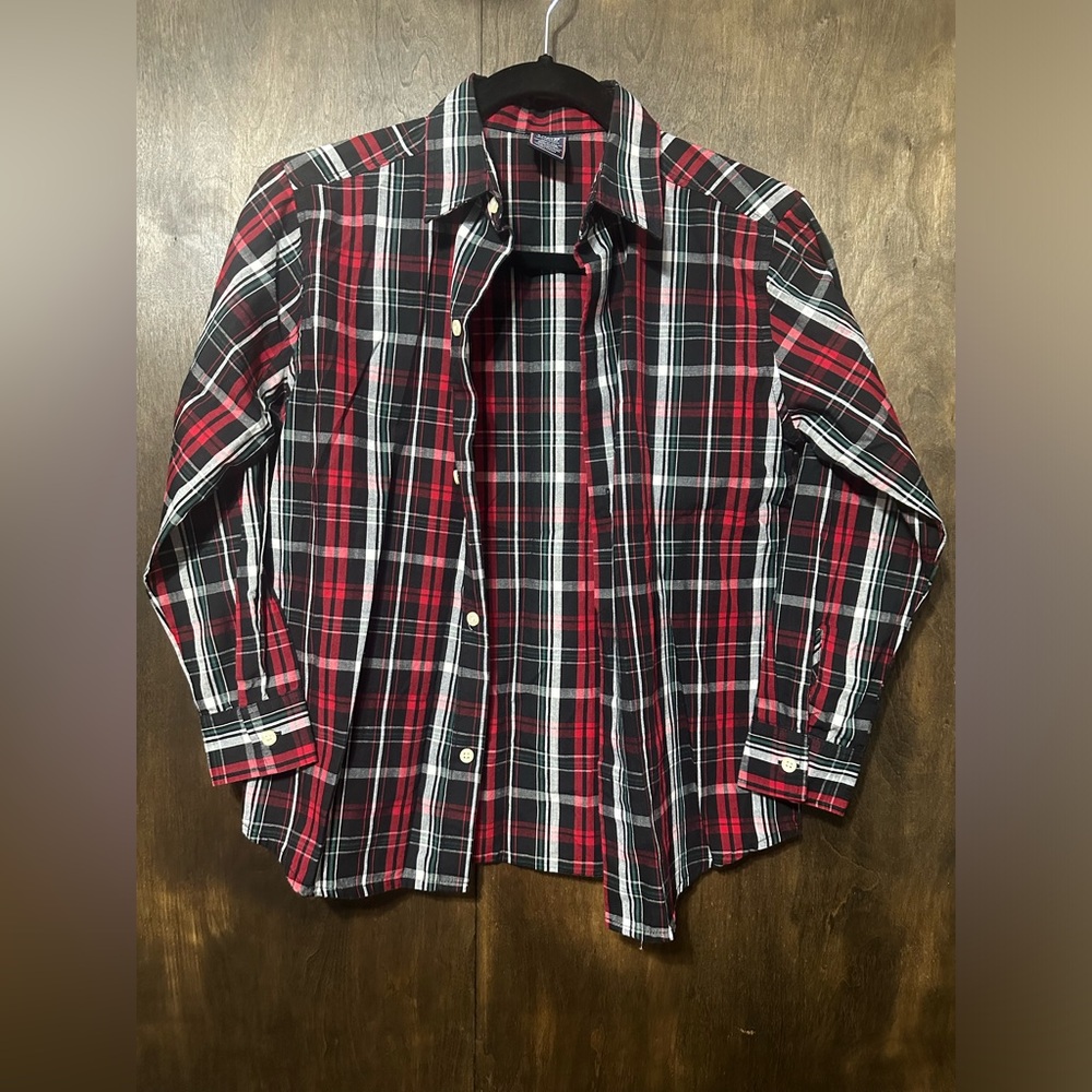 Izod Boys Long Sleeve Button Down Plaid Dress Shirt - Size 10/12 L